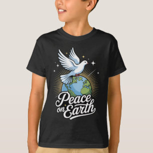 T-shirt Colombe et globe de la foi de Noël Paix sur Terre