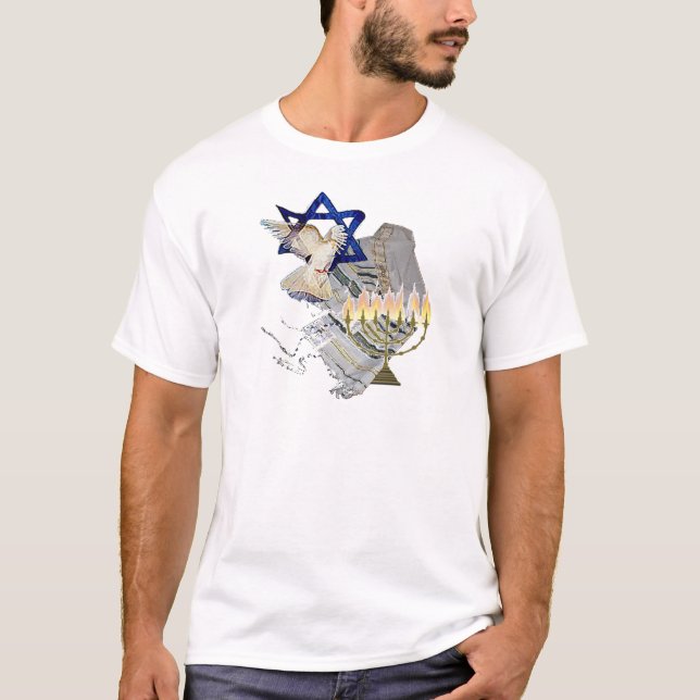 T-shirt Colombe, Tallit et Menorah B (Devant)