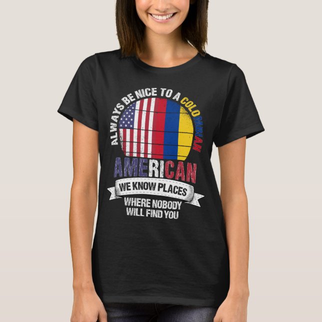 T-shirt Colombian American Nous connaissons Place Colombia (Devant)