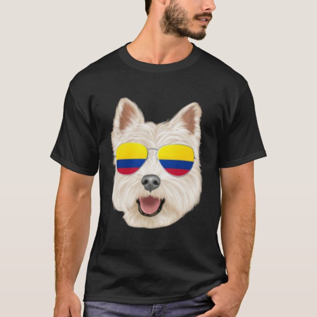 T-shirt Colombian Flag West Highland White Terrier Dog Poc (Devant)