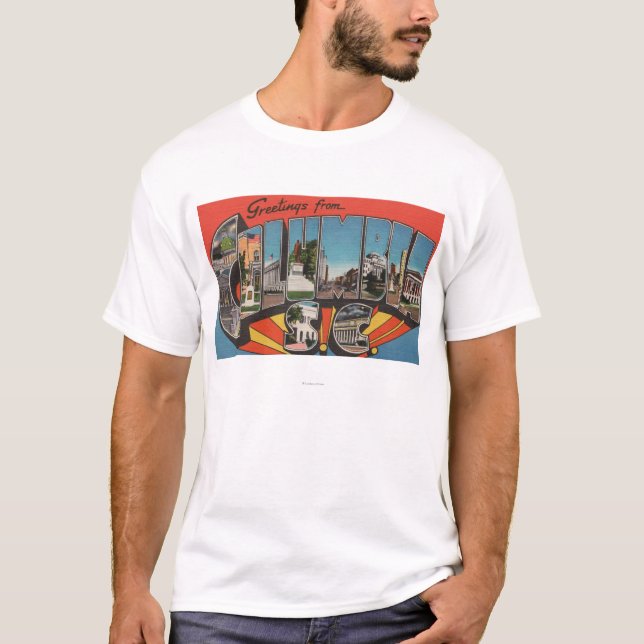 T-shirt Colombie, Caroline du Sud - Scènes à grandes lettr (Devant)