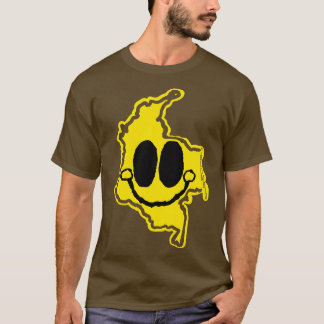 T-shirt Colombie Joyeux toon Carte Visage avec sourire