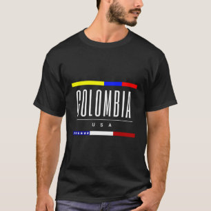 T-shirt Colombie Usa Drapeau Amitié Né Cadeau Famille