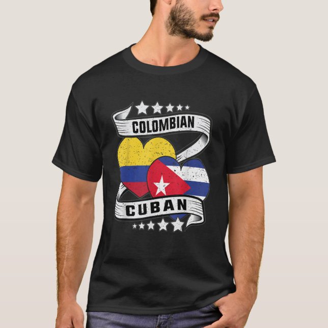 T-shirt Colombien cubain pour enfants moitié colombien et  (Devant)