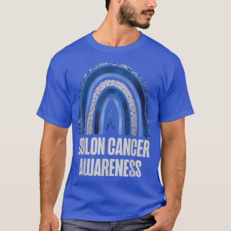 T-shirt Colon Cancer Awareness Blue Ribbon and Rainbow Tre