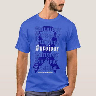 T-shirt Colon Cancer Sensibilisation Survivante Blue Ribbo