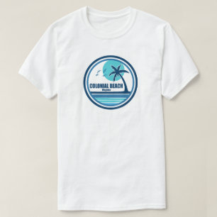 T-shirt Colonial Beach Virginia Palm Tree Birds
