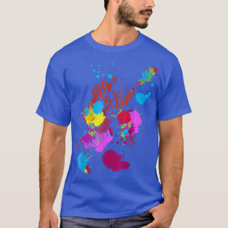 T-shirt Color Splash Playing Rock Guitar Guitarist