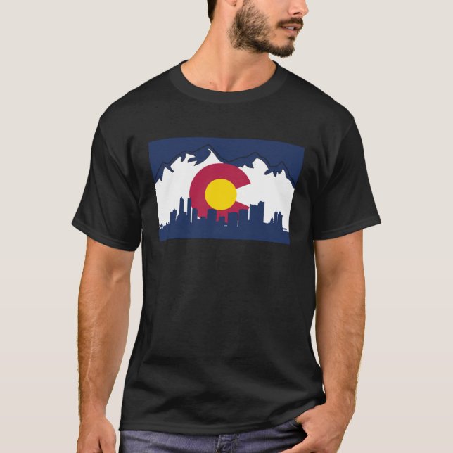 T-shirt Colorado and Denver Skyline (Devant)
