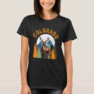 T-shirt Colorado Mountain Deer Hunter Sunset Vintage Retro