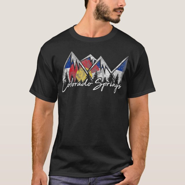 T-shirt Colorado Springs Flag Mountains  Cool Souvenir (Devant)