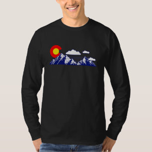 T-shirt Colorado State Denver Map Drapeau Co Souvenir Moun