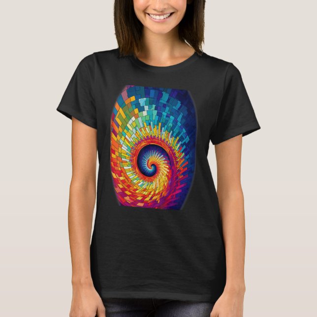 T-shirt Colorants psychédéliques colorés Fibonacci Spiral (Devant)