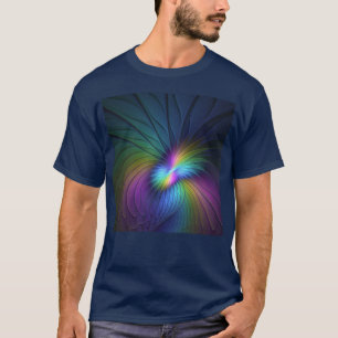 T-shirt Coloré Avec Bleu Moderne Art Fractal Abstrait