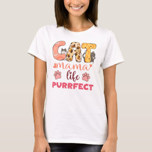 T-SHIRT COLORÉ CAT MAMA LIFE PURRRFECT