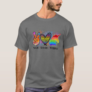 T-shirt Coloré Peace Love Unicorn Pop It Fidget Toy