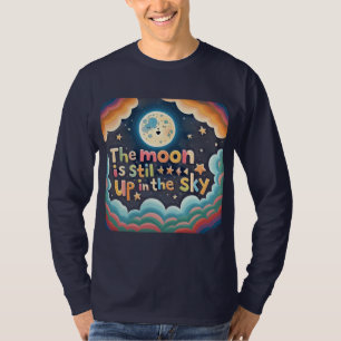 T-shirt coloré tiré à la main - "La Lune est encor