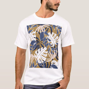 T-shirt Coloré Tropical Feuille Orange Arrière - plan