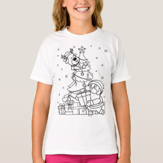 T-shirt Colorez votre propre Père Noël et rennes