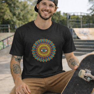 T-shirt Colorful 90s Mandala Art -Trippy Third Eye Graphic