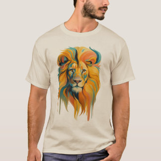 T-shirt Colorful Abstract Lion Art –Bold & Majestic Design