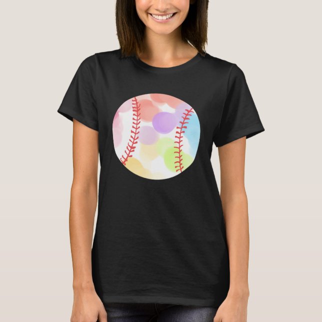T-shirt Colorful Baseball Baseball Player (Devant)