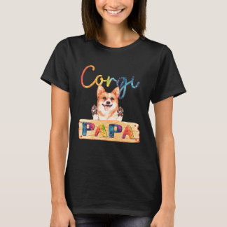 T-shirt Colorful Corgi Papa Dog Dad