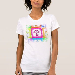 T-shirt Colorful Crosses Christian Pop Art Collage