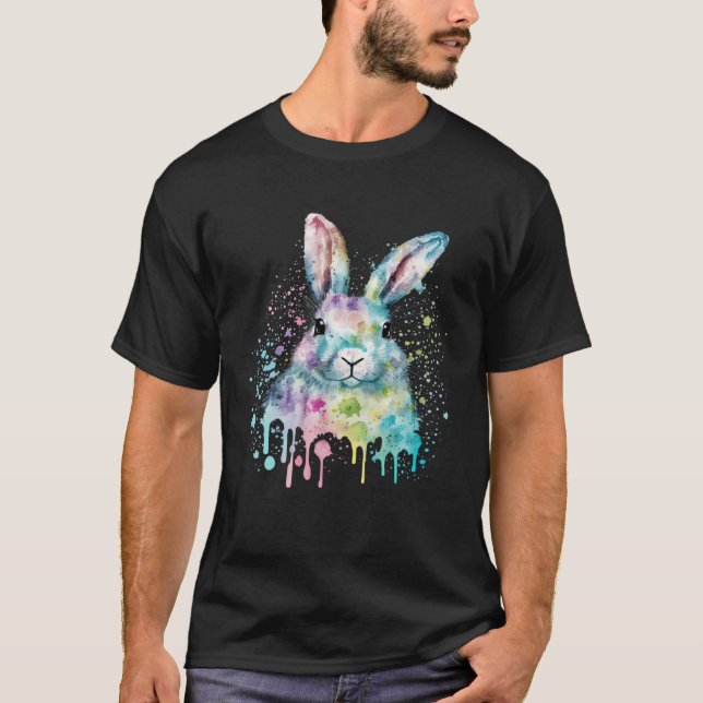 T-shirt Colorful Easter Bunny Face Artsy Style (Devant)