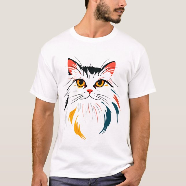 T-shirt Colorful Flowing-Fur Cat (Devant)