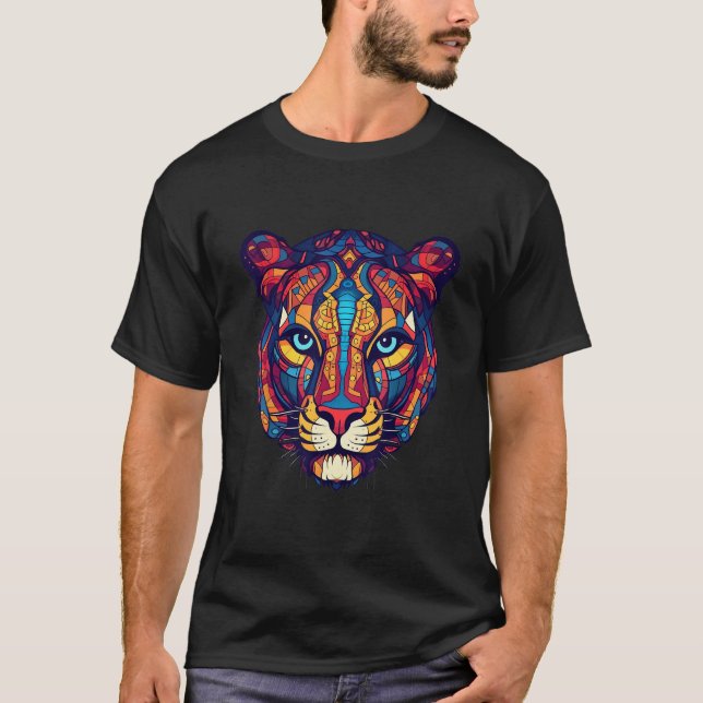 T-shirt Colorful geometric Leopard (Devant)
