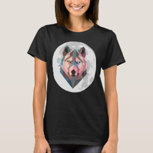 T-shirt Colorful Geometry Wolf Head Moon Hommes Femme Howl