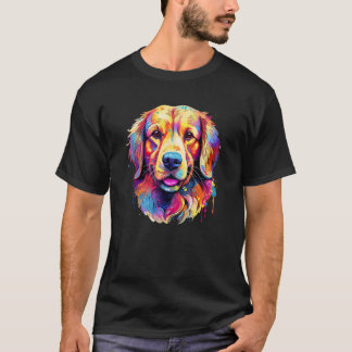 T-shirt Colorful Golden Retriever Portrait Pop for Women m