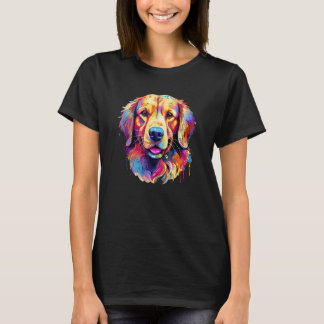 T-shirt Colorful Golden Retriever Portrait Pop for Women m
