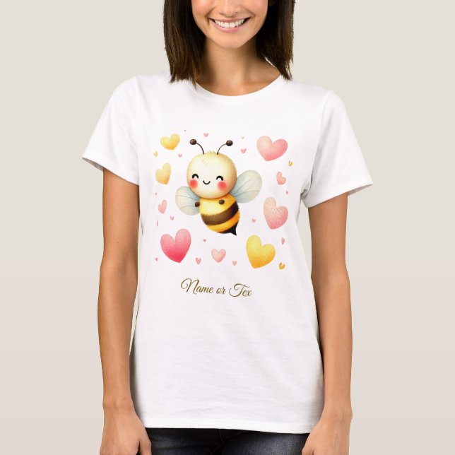 T-shirt Colorful Happy Little Honey Bee Coeurs colorés (Devant)