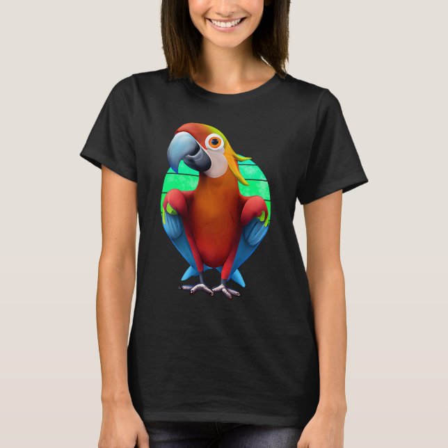 T-shirt Colorful Macaw Parrot Sunset (Devant)