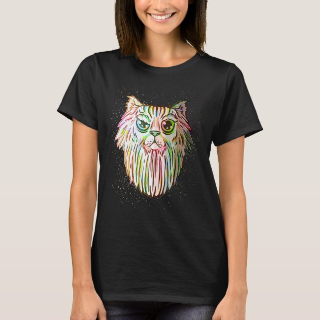 T-shirt Colorful Paint Splash  Bearded Cat (Devant)