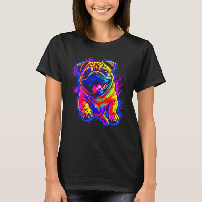T-shirt Colorful Pug Dog (Devant)