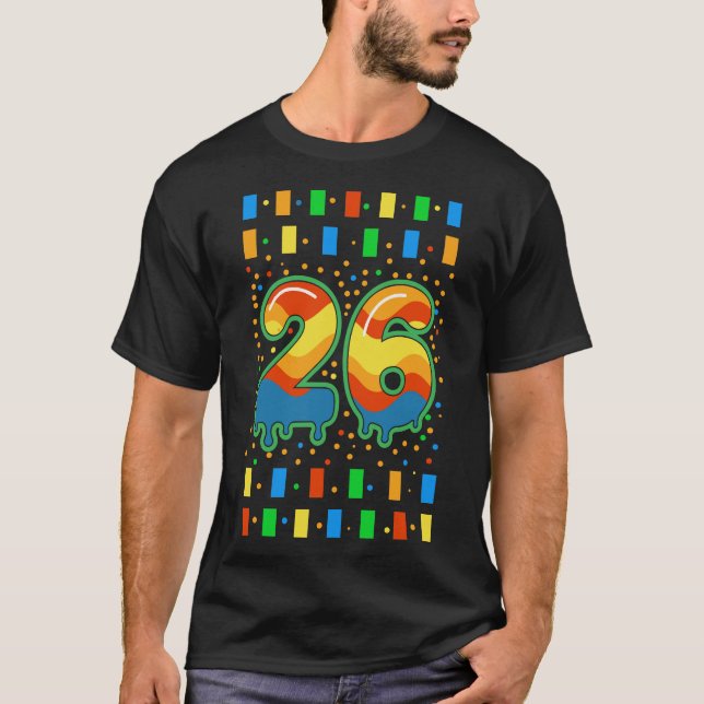 T-shirt Colorful Rainbow Drip Number 26  (Devant)