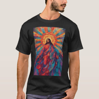 T-shirt Colorful Risen Jesus Christian Men's Tee Shirt