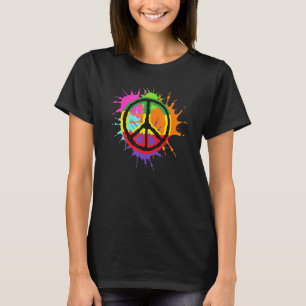 T-shirt Colorful Splatter Peinture Paix Signale Amour