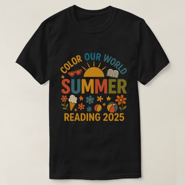 T-shirt Colorful Summer Reading 2025 Fun (Design devant)
