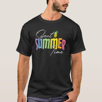 T-shirt Colorful Sweet Summer Time Graphic  Pineapple Vaca