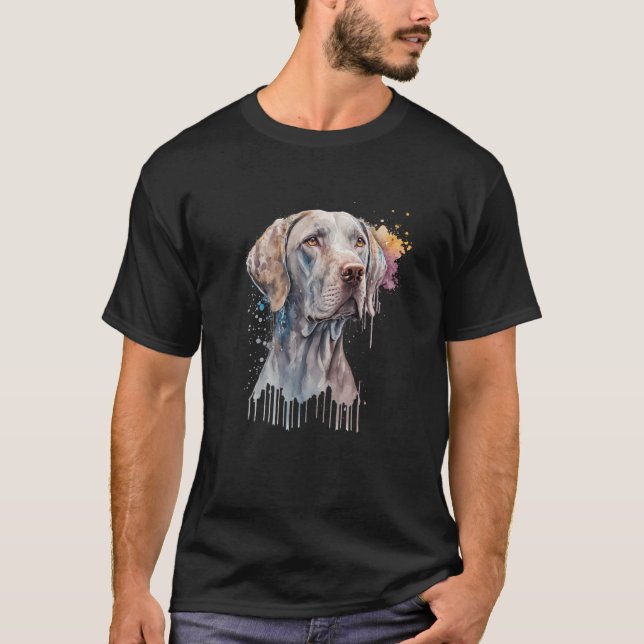 T-shirt Colorful watercolor splash Weimaraner (Devant)