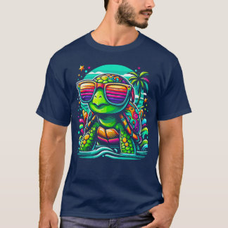T-shirt Colorfulurtleropical Sunset Beach family