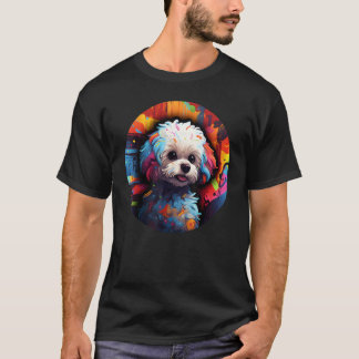 T-shirt Colourful Bichon Frise Dog Dad Mom Graffity 1
