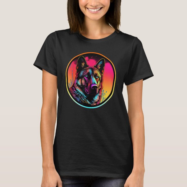T-shirt Colourful German Shepherd Dog Dad Mom Graffity (Devant)