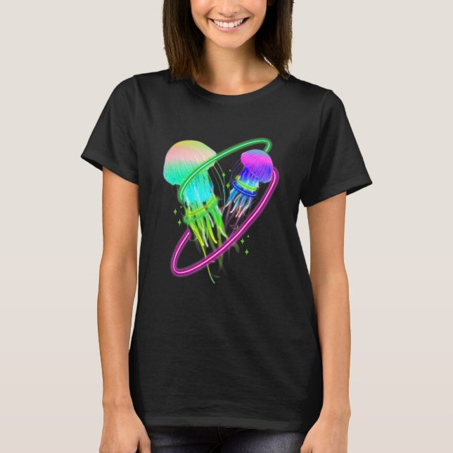 T-shirt Colourful jellyfish for biologists sea creatures (Devant)