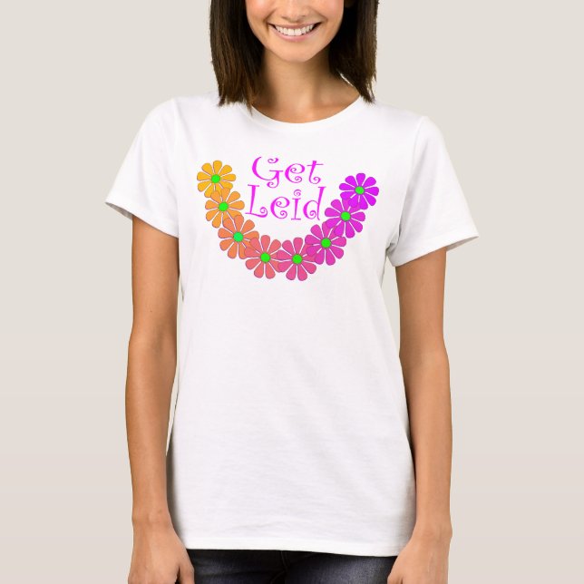 T-shirt Colourful Lei Luau Floral Hibiscus Retro (Front)