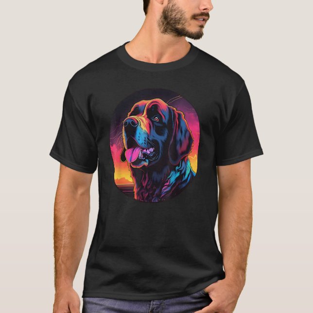 T-shirt Colourful Saint Bernard Dog Dad Mom Graffity (Devant)
